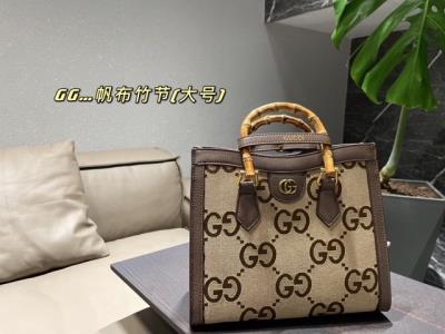 wholesale quality gucci ladies canvas bag with bamboo joint handle middle